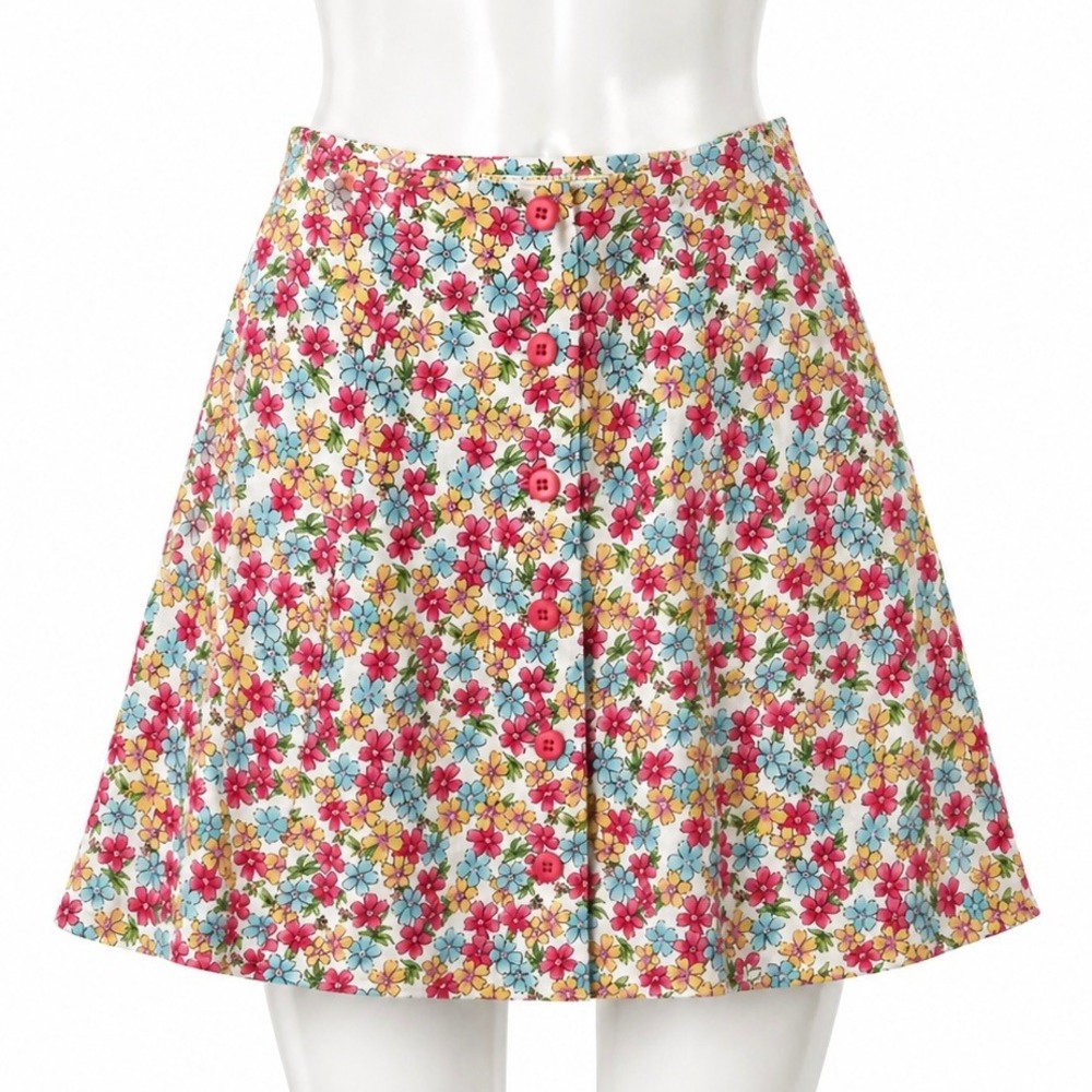 Vintage Y2K Express Floral Mini Skirt Women's XS 1/2 Button Front